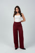 Burgandy High - Waist Classic Trousers - Hushy Wear