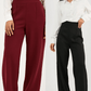 Burgandy High - Waist Classic Trousers - Hushy Wear