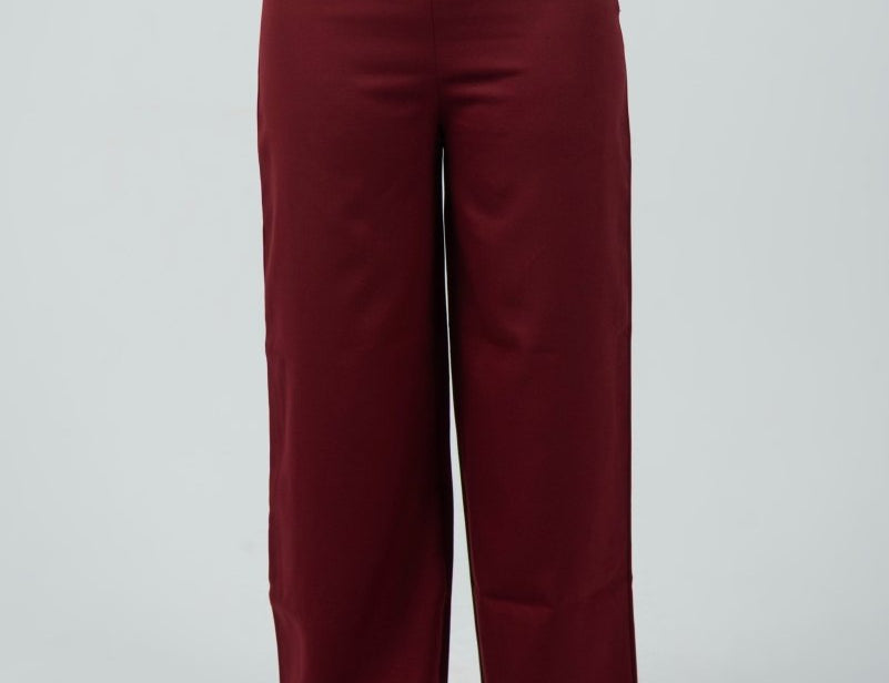 Burgandy High - Waist Classic Trousers - Hushy Wear