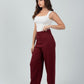 Burgandy High - Waist Classic Trousers - Hushy Wear