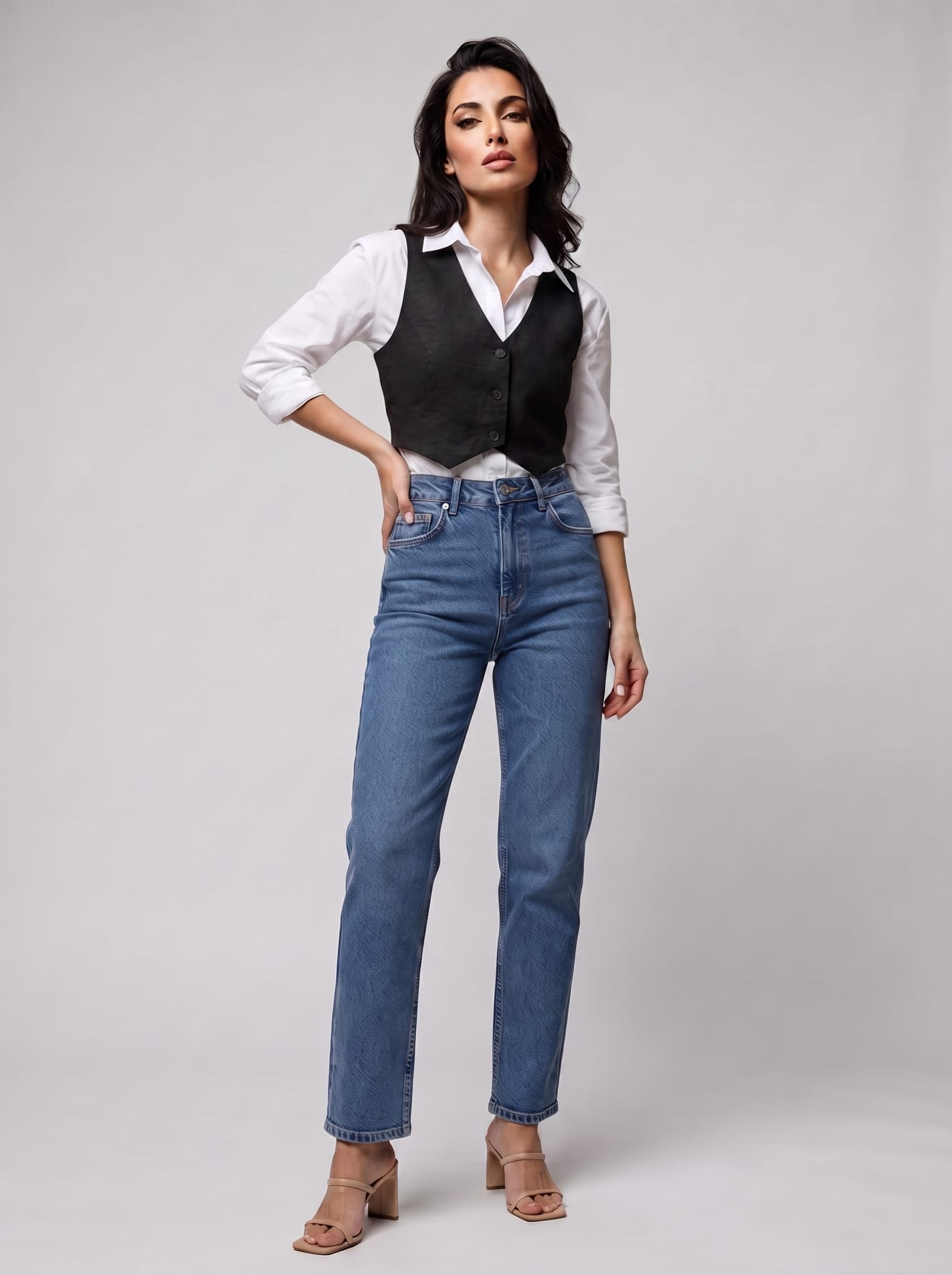 Linen Vest Only - Black
