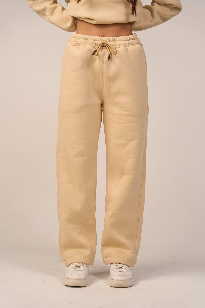 Crew Neck Pullover & Sweatpants - Set - Beige - Hushy Wear