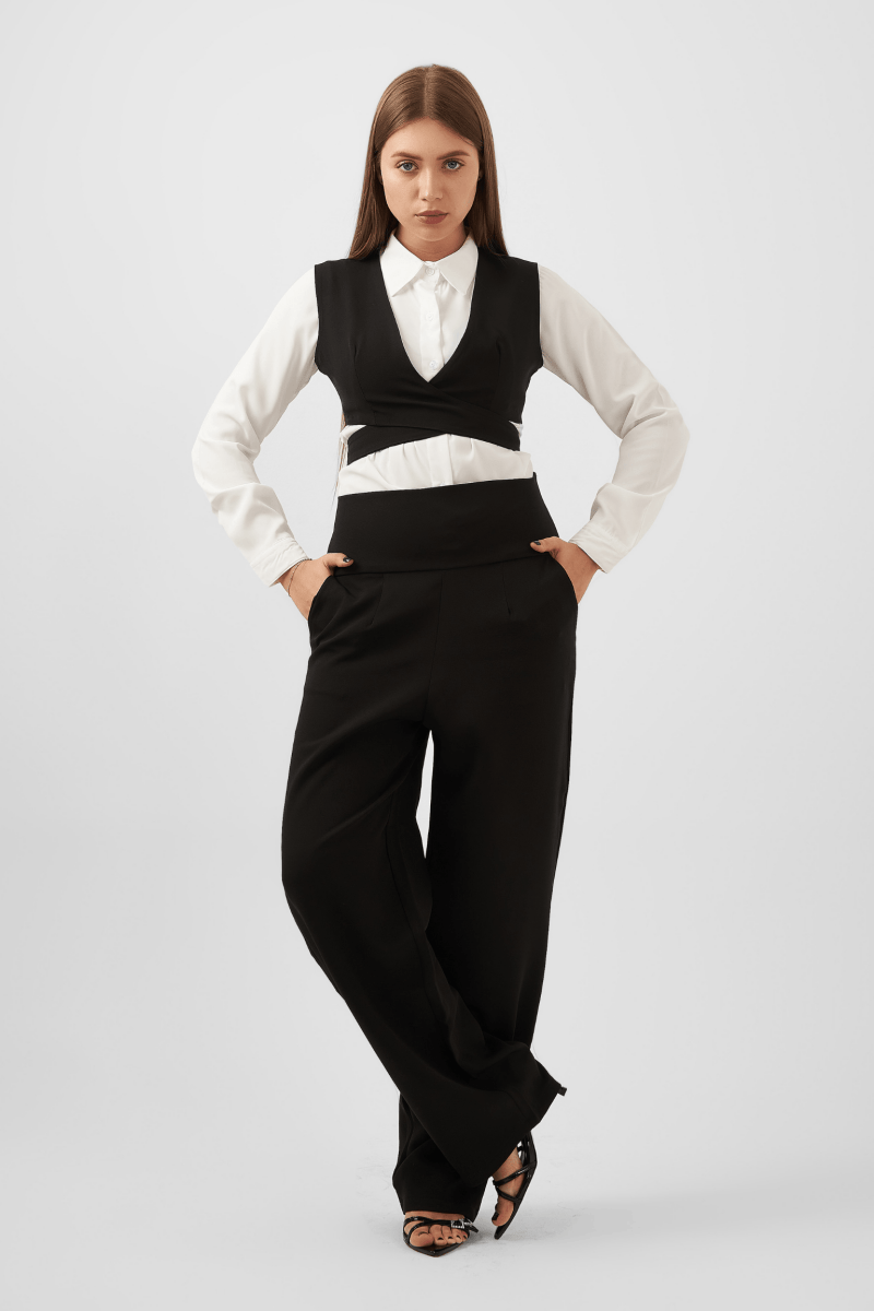 Crossover Wrap Cropped Vest – Black - Hushy Wear