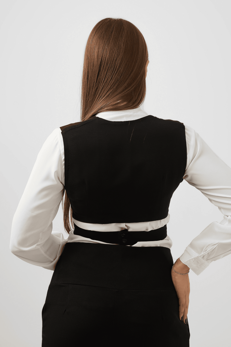 Crossover Wrap Cropped Vest – Black - Hushy Wear