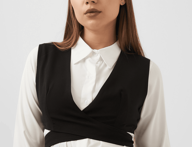Crossover Wrap Cropped Vest – Black - Hushy Wear