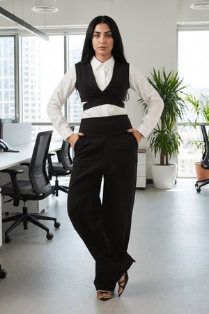 Crossover Wrap Cropped Vest – Black - Hushy Wear