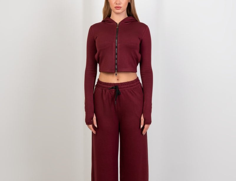 Double Zip Top – Burgundy - Hushy Wear