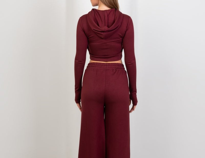 Double Zip Top – Burgundy - Hushy Wear
