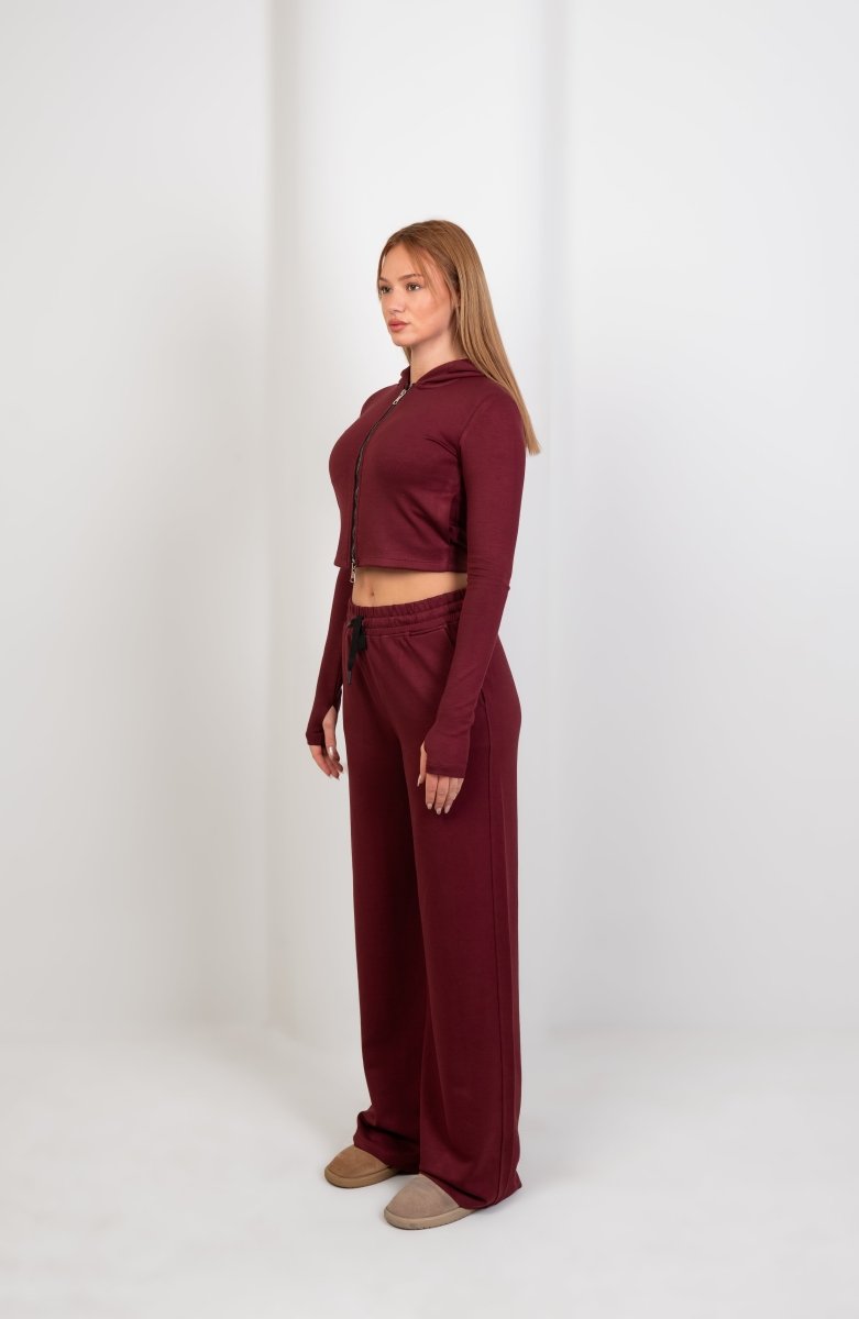 Double Zip Top – Burgundy - Hushy Wear