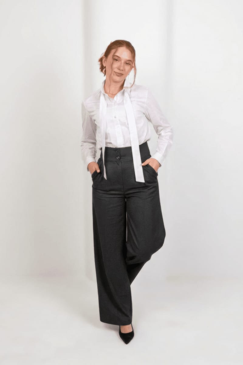 Premium High Waist Trouser - Gray - Hushy Wear