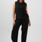 Elegant Bow Tie Sleeveless Top & Tapered Trouser Set – Black - Hushy Wear
