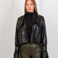 Faux Leather Wide Leg Pants - Olive - Hushy Wear