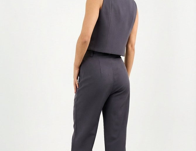 Gray Classic Vest & Pleated Straight Pants Set - Hushy Wear