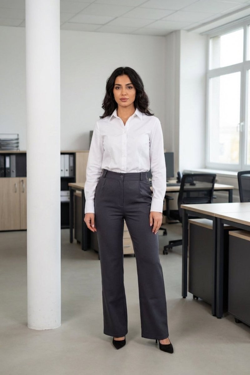 Gray Pleated Straight - Leg Trousers - Hushy Wear