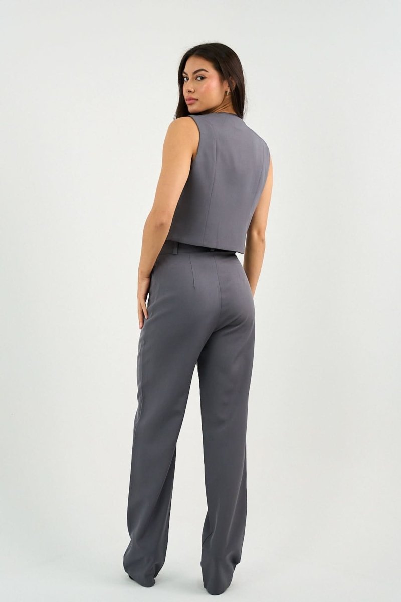 Gray Pleated Straight - Leg Trousers - Hushy Wear