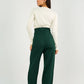 Green High - Waist Trousers with Side Flipped Waistband - Hushy Wear