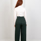 Green High - Waist Trousers with Side Flipped Waistband - Hushy Wear
