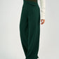 Green High - Waist Trousers with Side Flipped Waistband - Hushy Wear