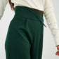 Green High - Waist Trousers with Side Flipped Waistband - Hushy Wear