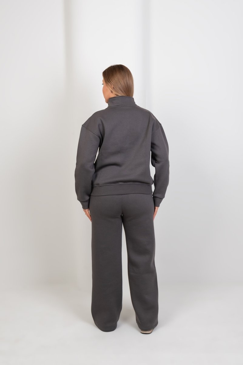 Half - Zip Lounge Top – Gray - Hushy Wear
