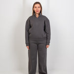 Half - Zip Lounge Top – Gray - Hushy Wear