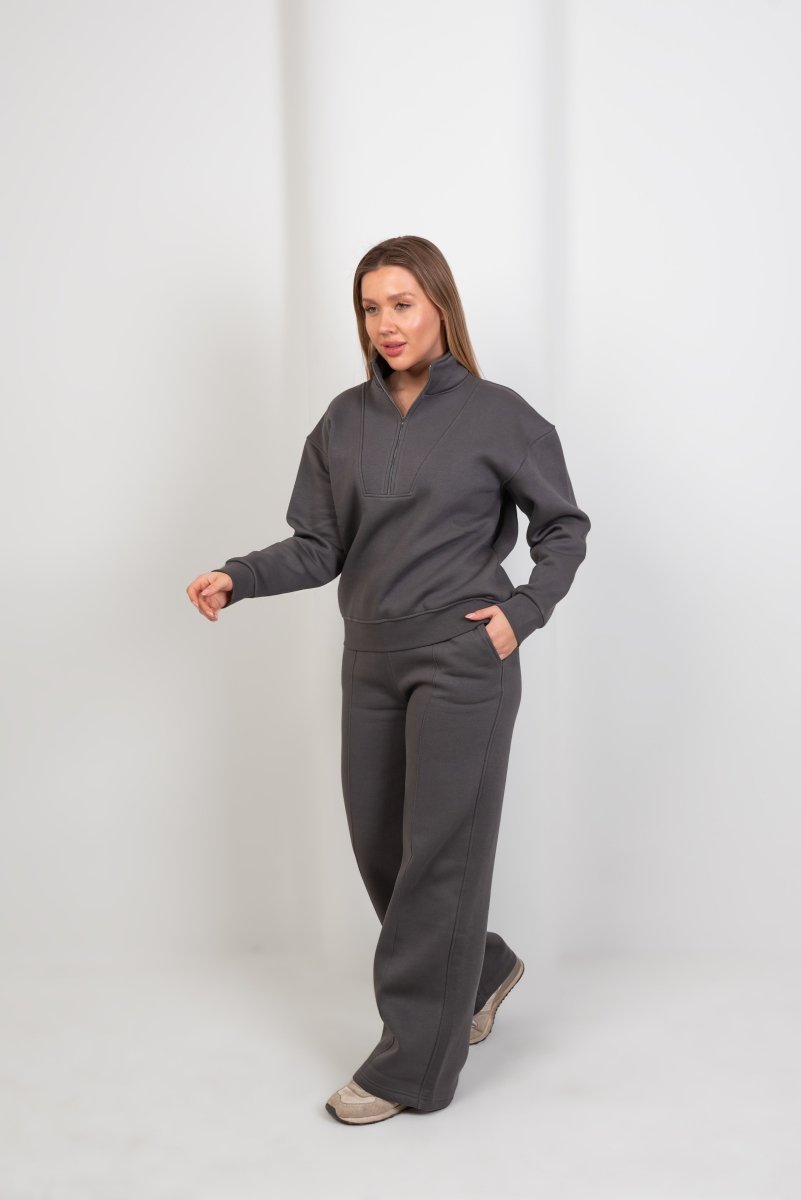 Half - Zip Lounge Top – Gray - Hushy Wear