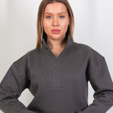 Half - Zip Lounge Top – Gray - Hushy Wear
