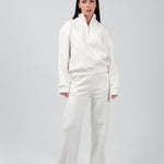 Half - Zip Lounge Top – Off - White - Hushy Wear