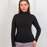 High - Neck Long Sleeve Top - Black - Hushy Wear