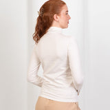 High - Neck Long Sleeve Top - White - Hushy Wear