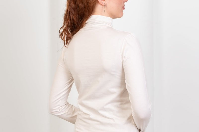 High - Neck Long Sleeve Top - White - Hushy Wear