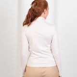 High - Neck Long Sleeve Top - White - Hushy Wear