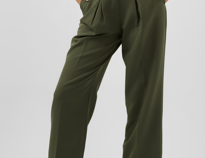 High Waist Trousers in Olive Green - Hushy Wear