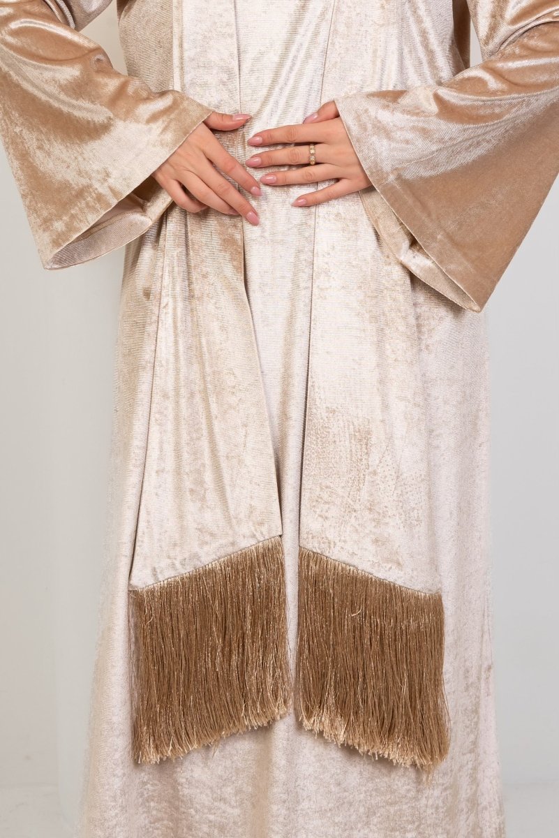 Hushy Velvet Basic Dress - Beige - Hushy Wear
