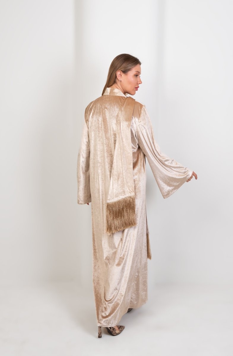 Hushy Velvet Basic Dress - Beige - Hushy Wear