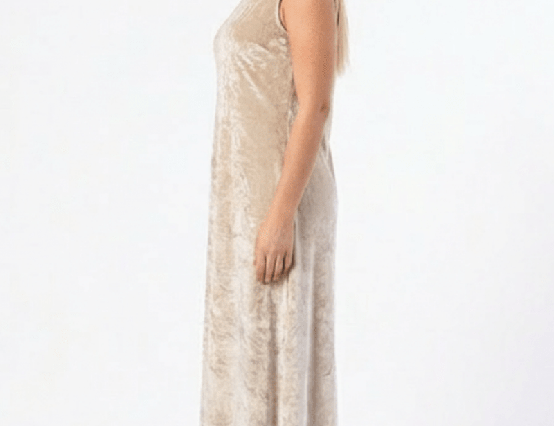 Hushy Velvet Dress - Beige - Hushy Wear