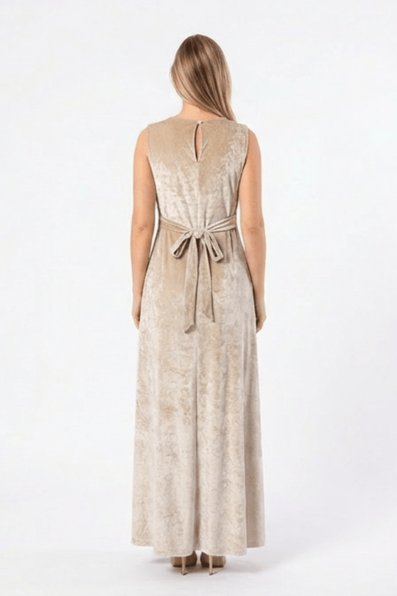 Hushy Velvet Dress - Beige - Hushy Wear
