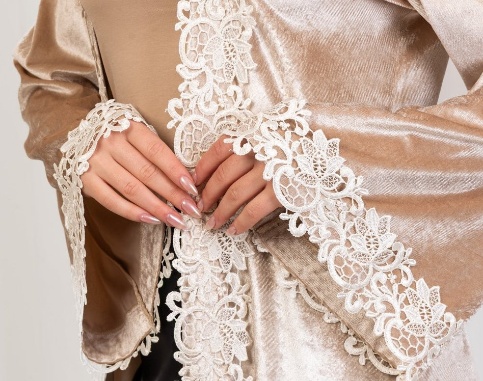 Hushy Velvet Kaftan - Beige - Hushy Wear