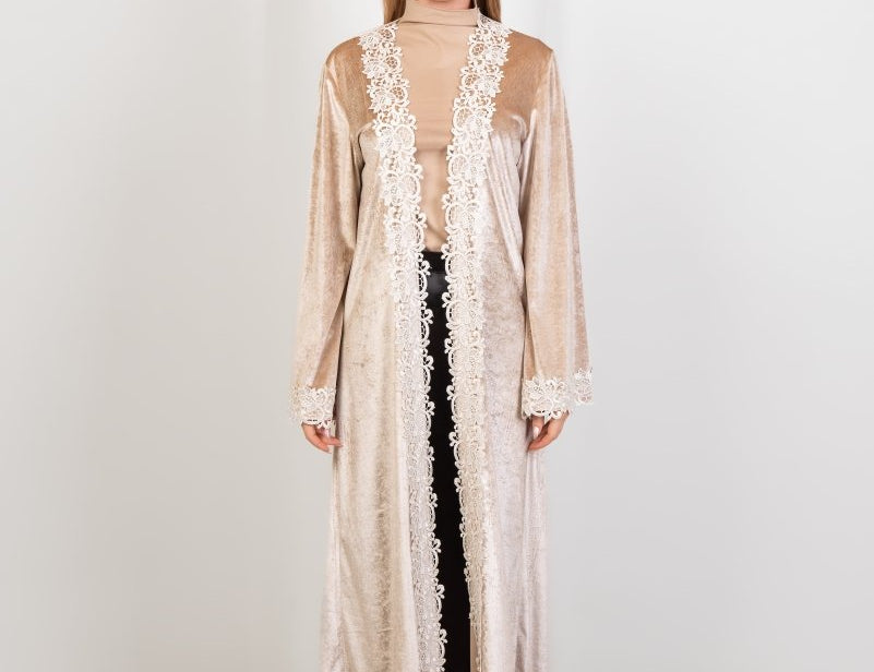 Hushy Velvet Kaftan - Beige - Hushy Wear