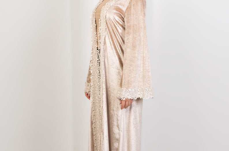 Hushy Velvet Kaftan - Beige - Hushy Wear