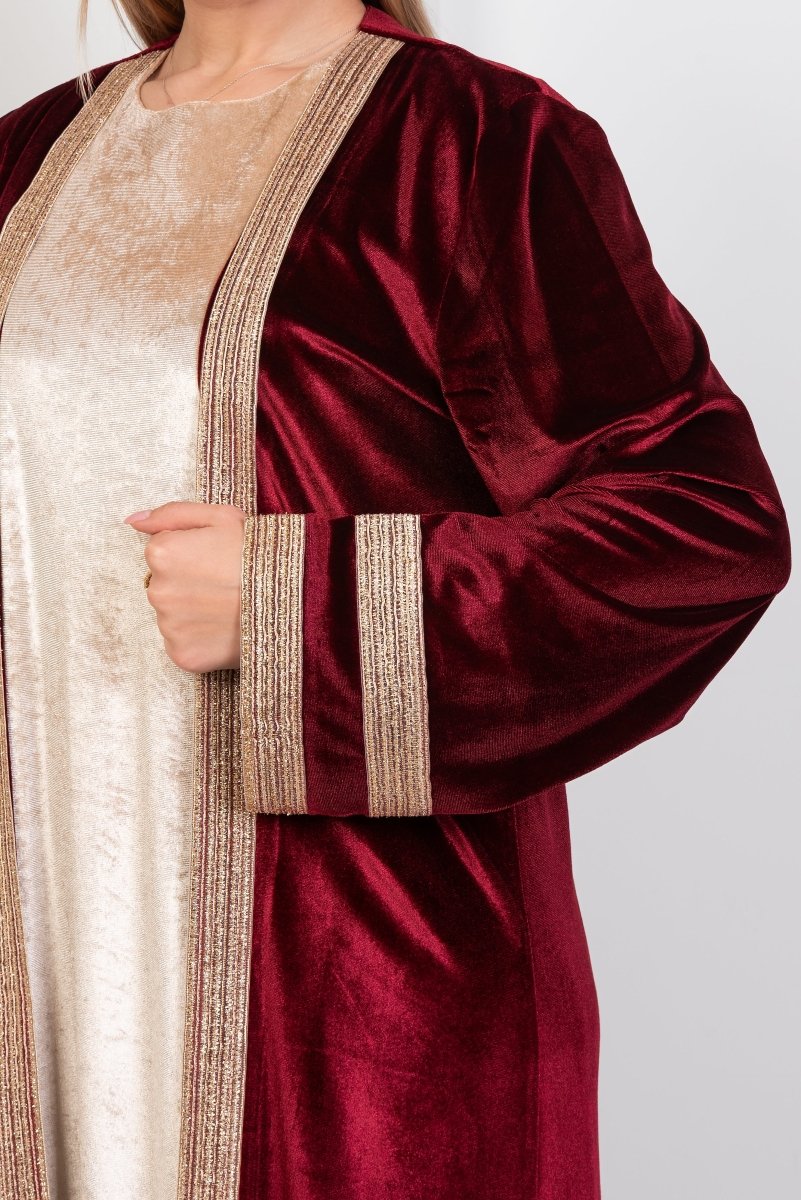 Hushy Velvet Kaftan - Burgundy - Hushy Wear