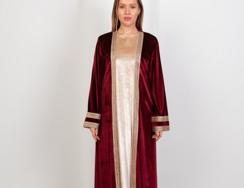 Hushy Velvet Kaftan - Burgundy - Hushy Wear