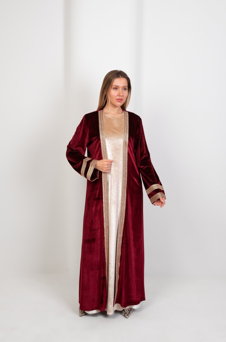 Hushy Velvet Kaftan - Burgundy - Hushy Wear
