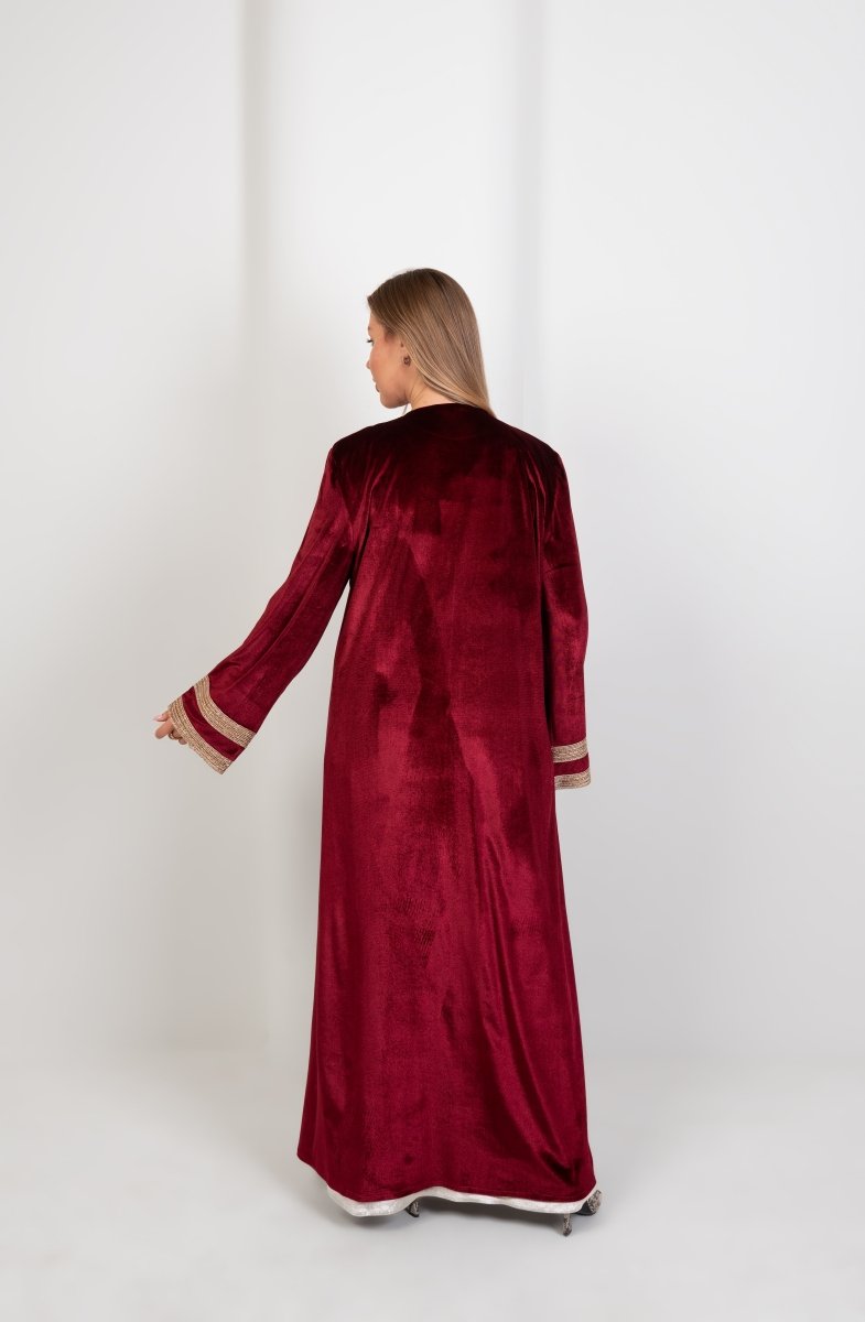 Hushy Velvet Kaftan - Burgundy - Hushy Wear