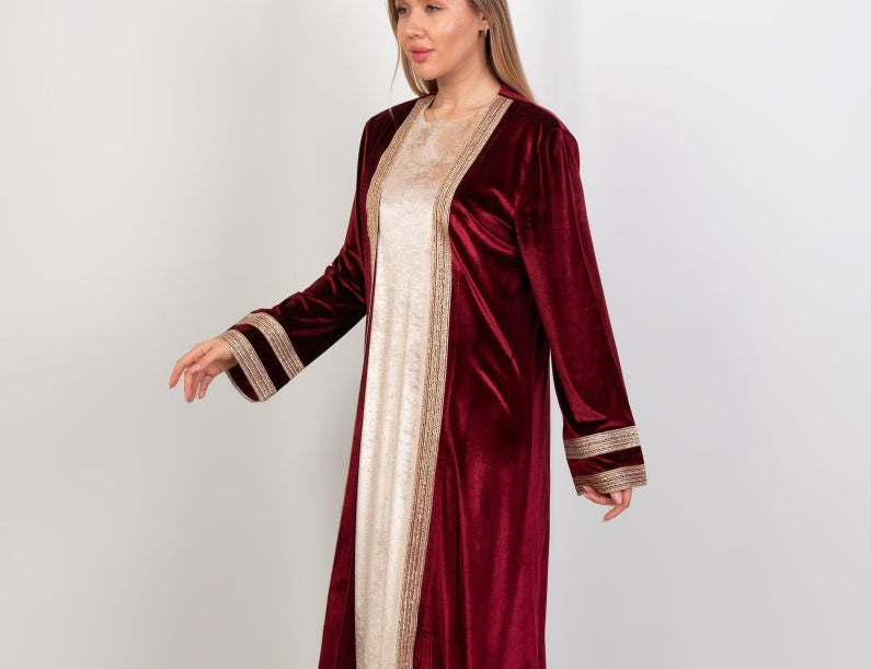 Hushy Velvet Kaftan - Burgundy - Hushy Wear