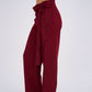 Burgundy Belted Wide-Leg Pants featuring a high-waisted fit, detachable belt, and flowing wide-leg silhouette for a sophisticated and modern look.