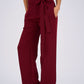 Burgundy Belted Wide-Leg Pants featuring a high-waisted fit, detachable belt, and flowing wide-leg silhouette for a sophisticated and modern look.