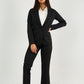 Black Single-Button Blazer featuring a structured fit, tailored silhouette, and a sleek single-button closure, perfect for office wear or smart-casual styling.