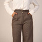 Brown High-Waist Wool Classic Trousers featuring a tailored straight-leg fit, premium wool fabric, and a sleek high-waisted design for a sophisticated look.