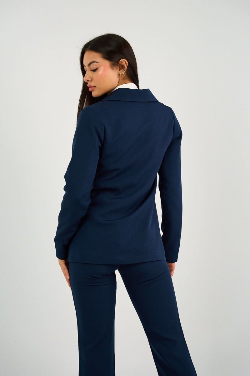 Navy Single - Button Tailored Blazer - Hushy Wear